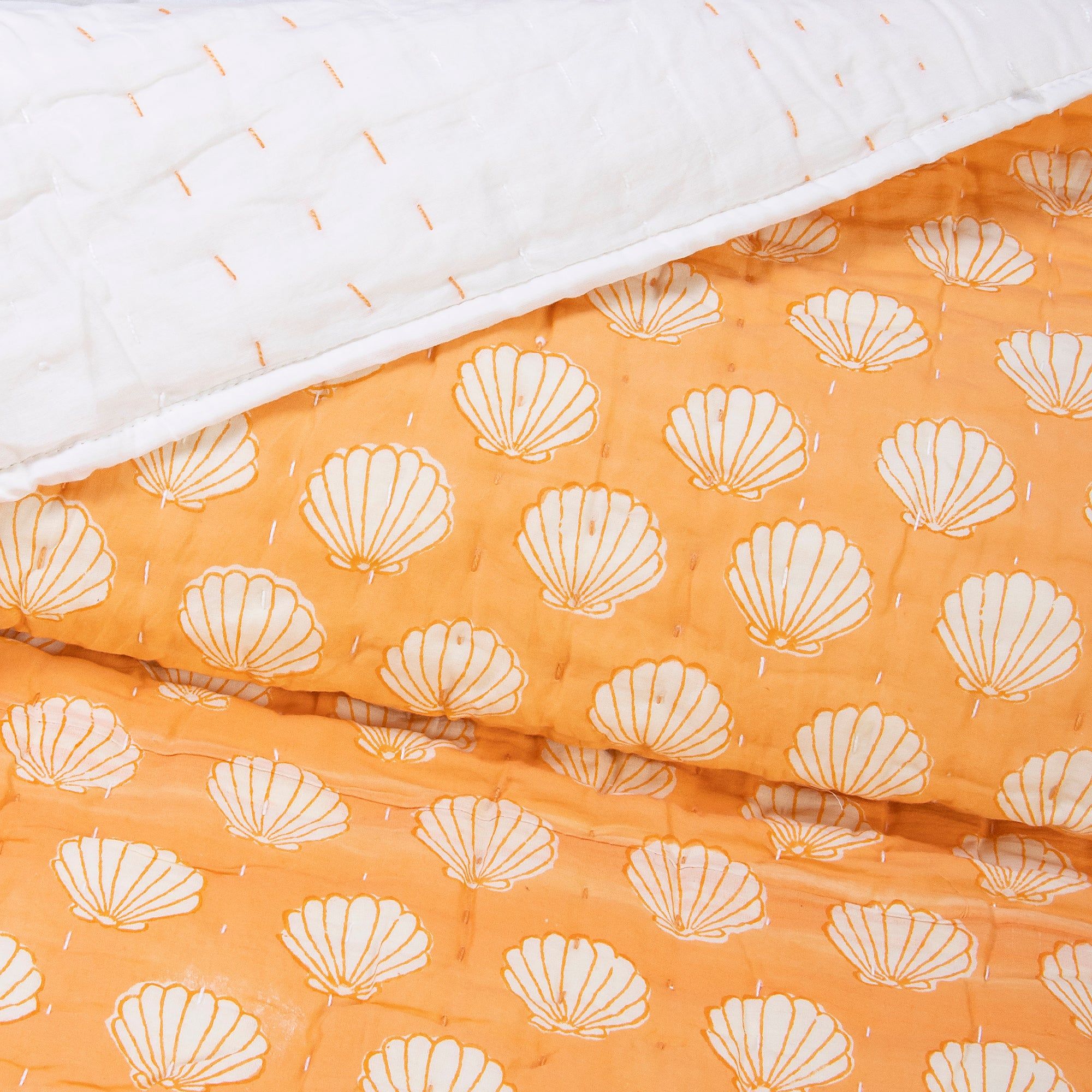 White Sea Cell Hand Block Printed Best Kantha Quilts